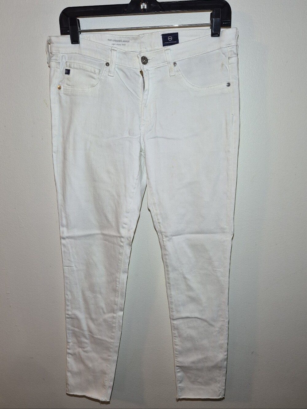 29r) AG The Legging Ankle Super Skinny White Cotton Blend Pants